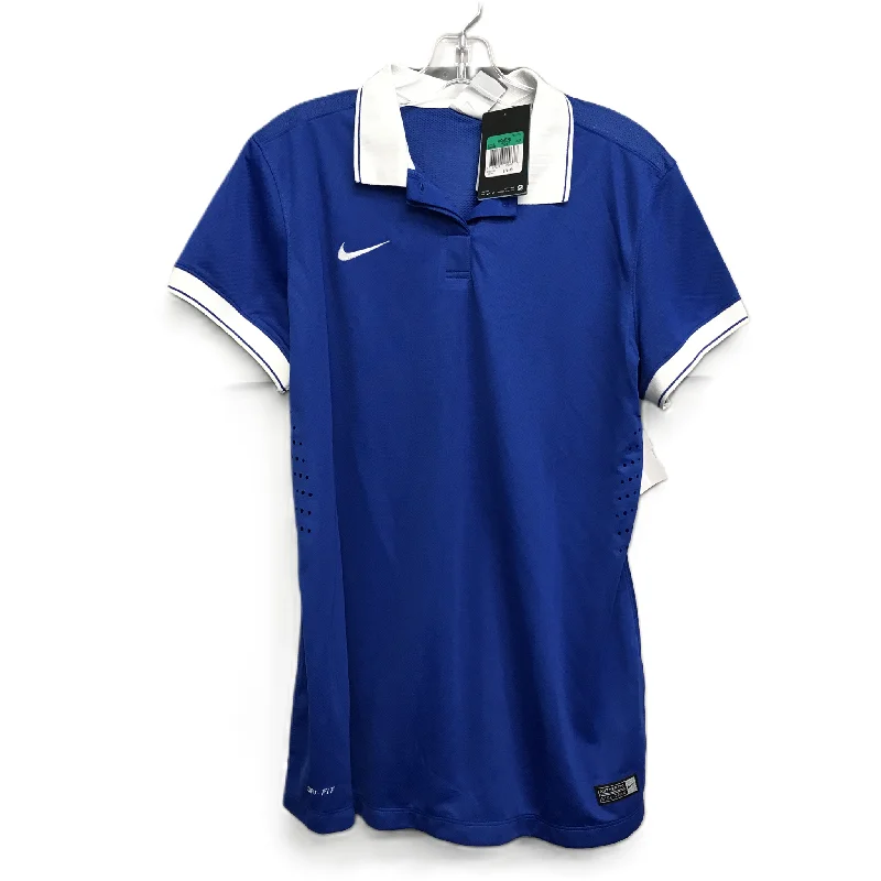 Elegant Design Athletic Top Short Sleeve By Nike In Blue, Size: Xl