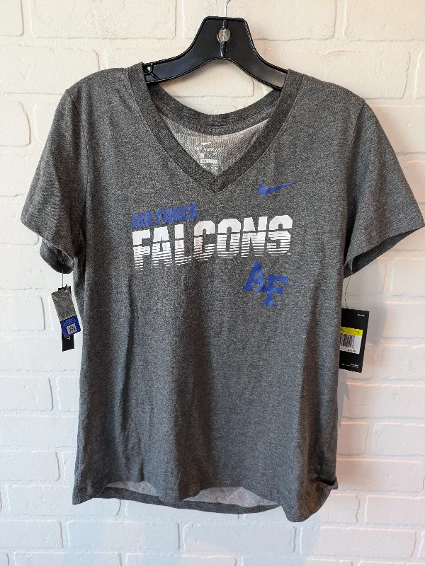 Dressing Tips Athletic Top Short Sleeve By Nike In Grey & White, Size: S