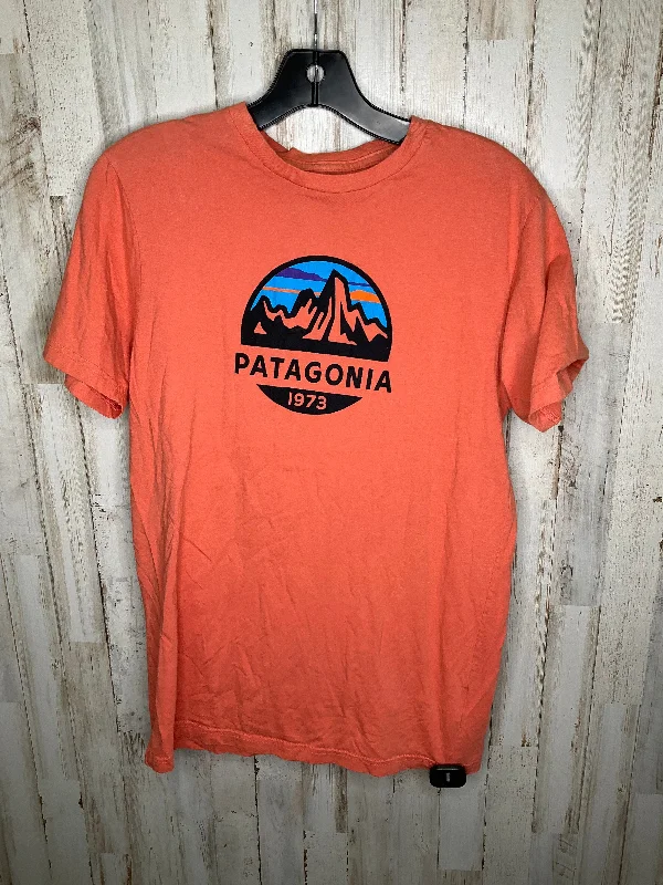 Unique Design Athletic Top Short Sleeve By Patagonia In Orange, Size: S