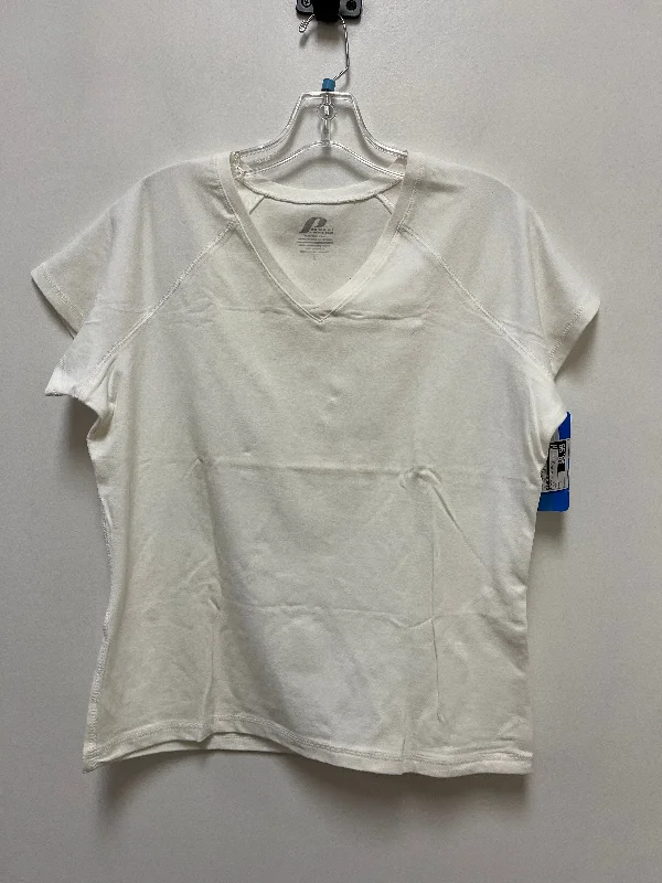 Feminine Charm Athletic Top Short Sleeve By Pro Spirit In White, Size: L