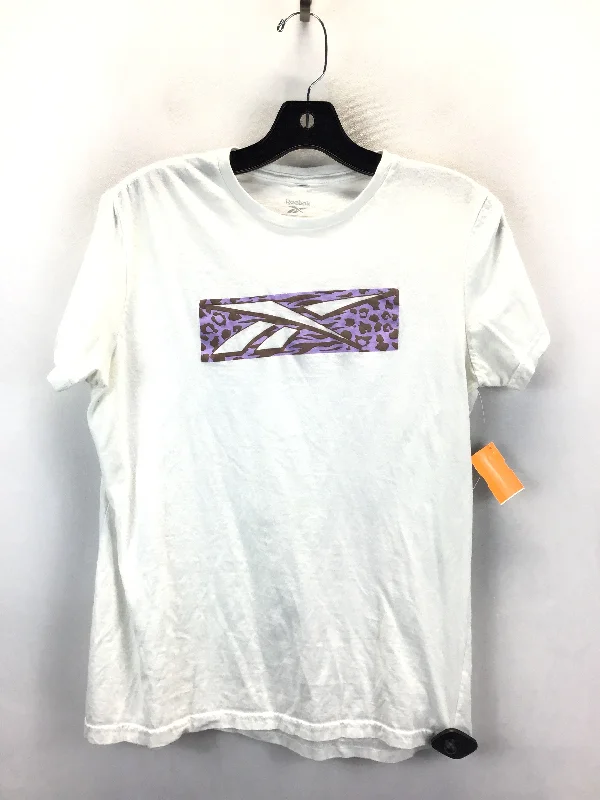 Advanced Design Athletic Top Short Sleeve By Reebok In Purple & White, Size: L