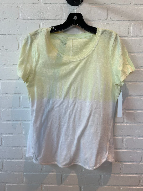 Playful Style Athletic Top Short Sleeve By Talbots In White & Yellow, Size: M