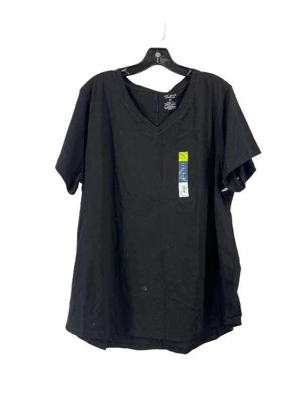 Soft Feel Athletic Top Short Sleeve By Tek Gear In Black, Size: 2x
