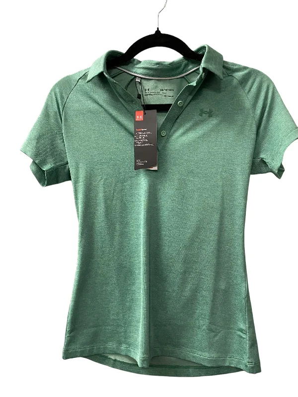 Cozy Dress Athletic Top Short Sleeve By Under Armour In Green, Size: Xs