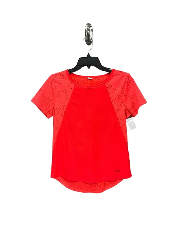 Sporty Comfort Athletic Top Short Sleeve By Under Armour In Orange, Size: S