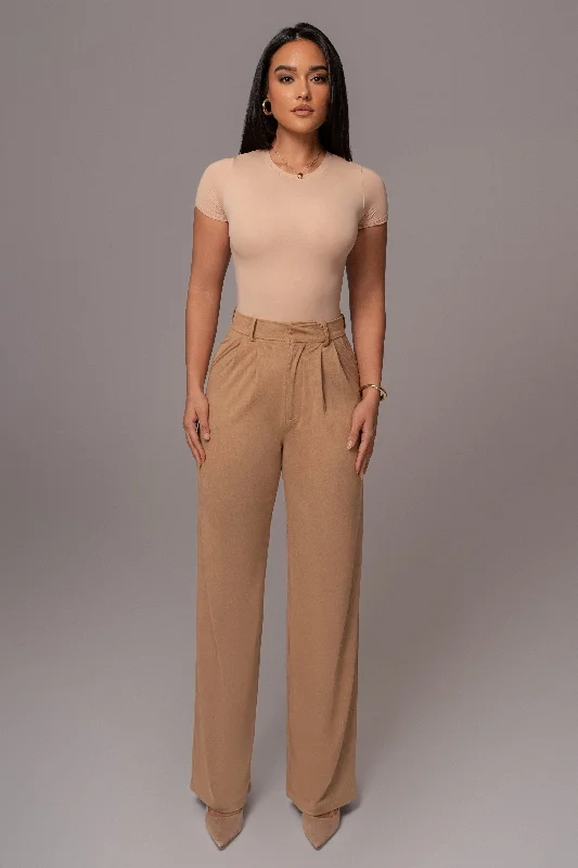 Fresh And Elegant Beige Classic High Rise Trousers