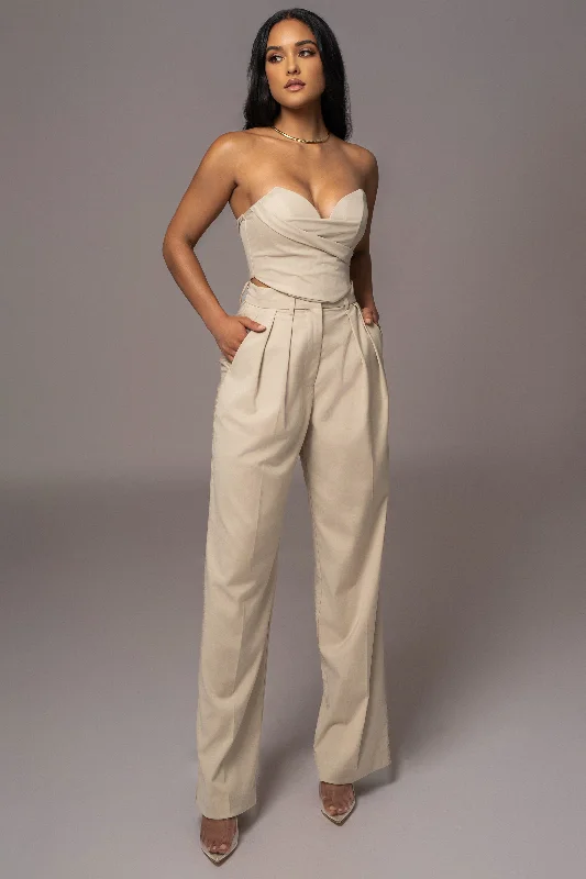 Quality Tailoring Beige Power Hour High Waist Trousers