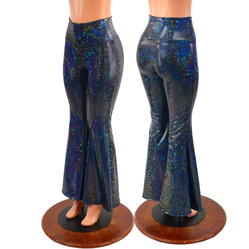 Cute Design Black Kaleidoscope High Waist Solar Flares
