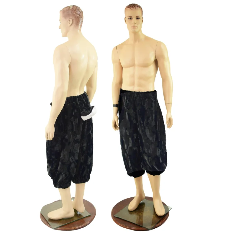 All-Day Comfort Black Satyr Minky Faux Fur Pants with Tail