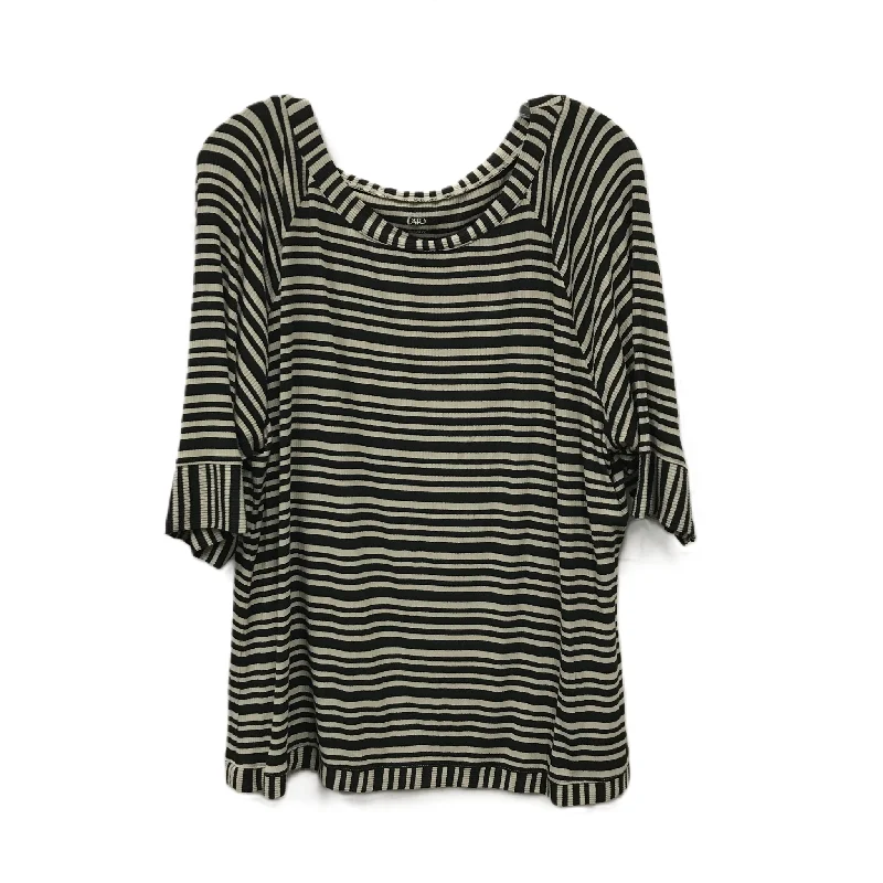 Fashionable And Fashionable Black & Tan Top Short Sleeve By Cato, Size: 2x