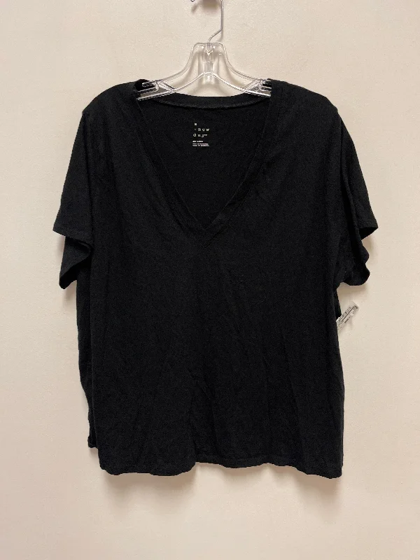Trendy Comfort Wear Black Top Short Sleeve Basic A New Day, Size 2x