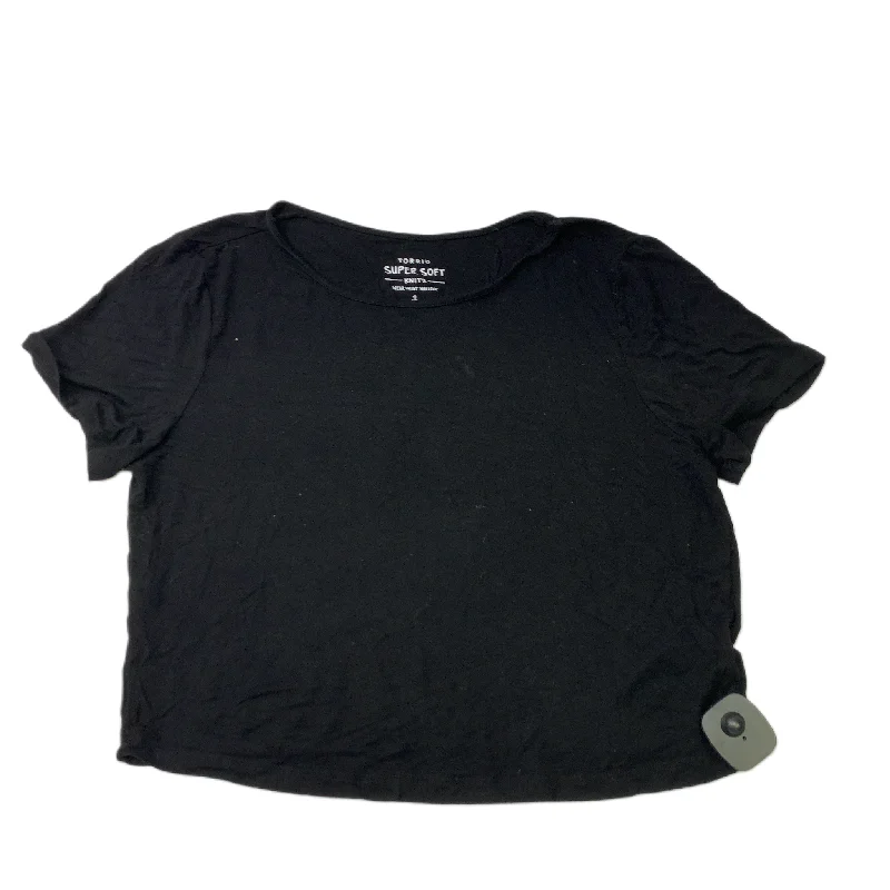 End Of The Year Black  Top Short Sleeve Basic By Torrid  Size: 1x