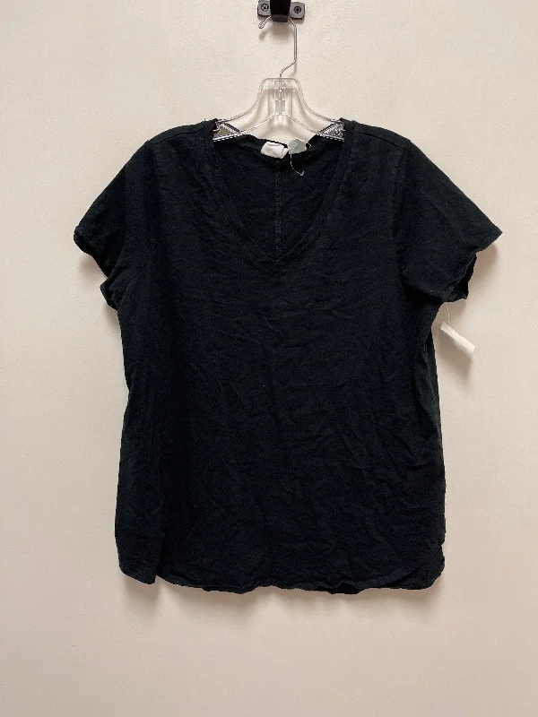 Breezy Style Black Top Short Sleeve Basic Cynthia Rowley, Size 1x