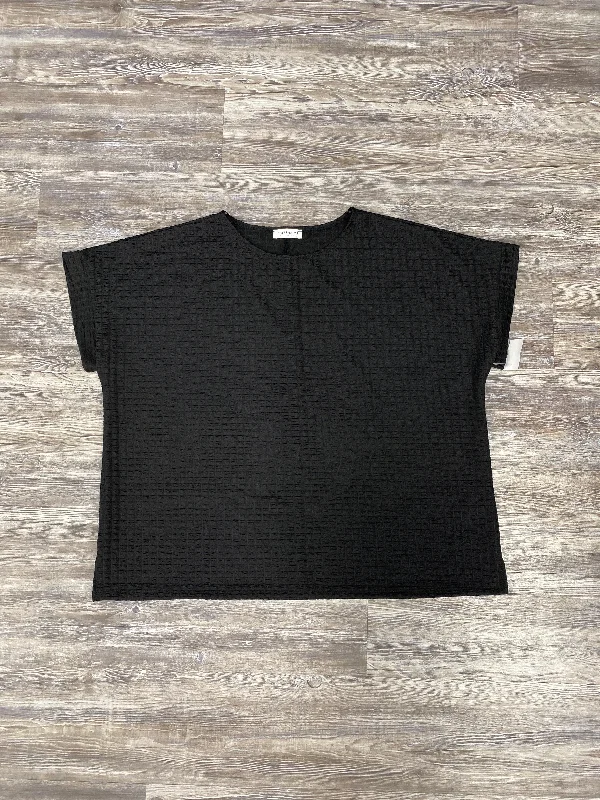 Retro Prints Black Top Short Sleeve Basic First Love, Size 3x