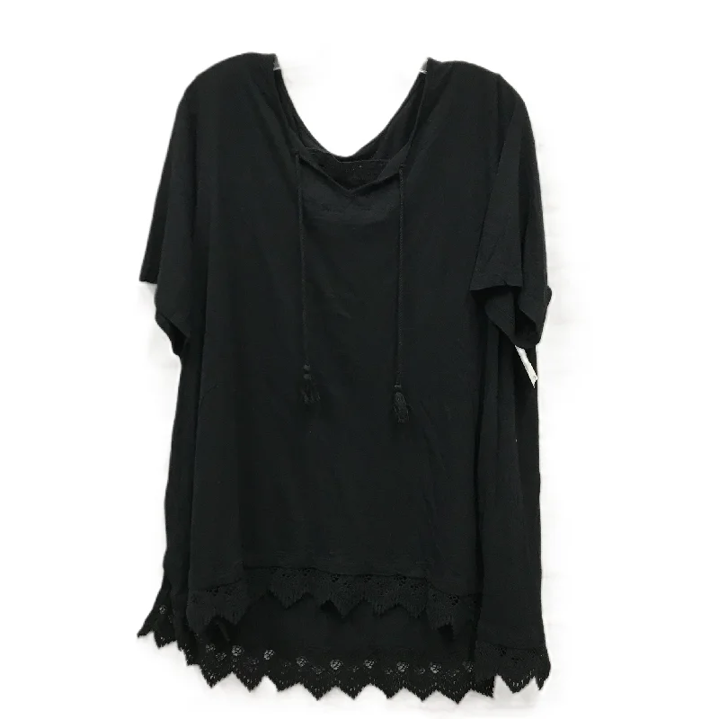 High Street Fashion Black Top Short Sleeve By Catherines, Size: 1x
