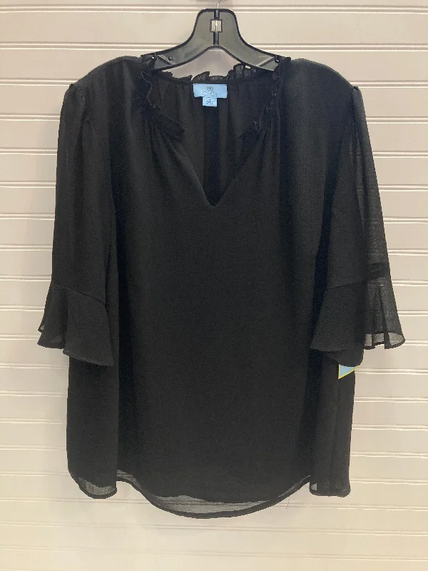 Sporty Elegance Black Top Short Sleeve Cece, Size 1x