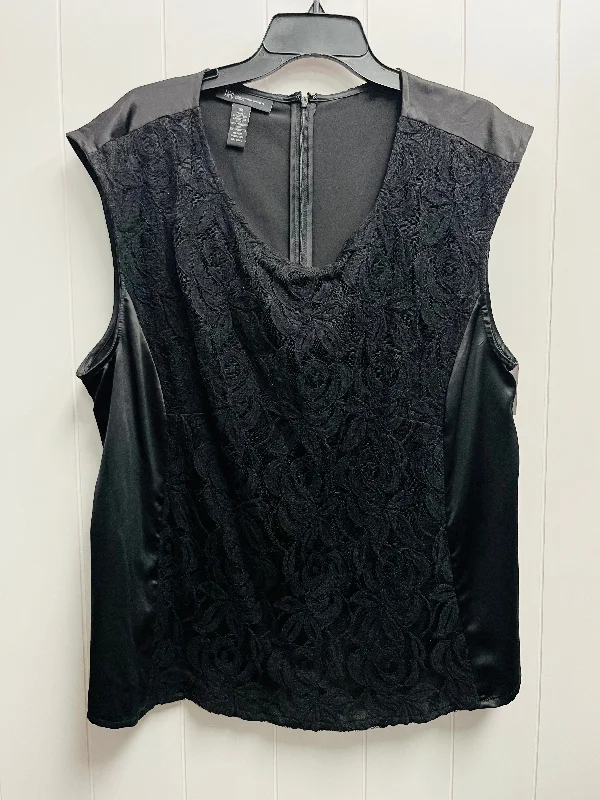 French Retro Black Top Short Sleeve Inc, Size 3x
