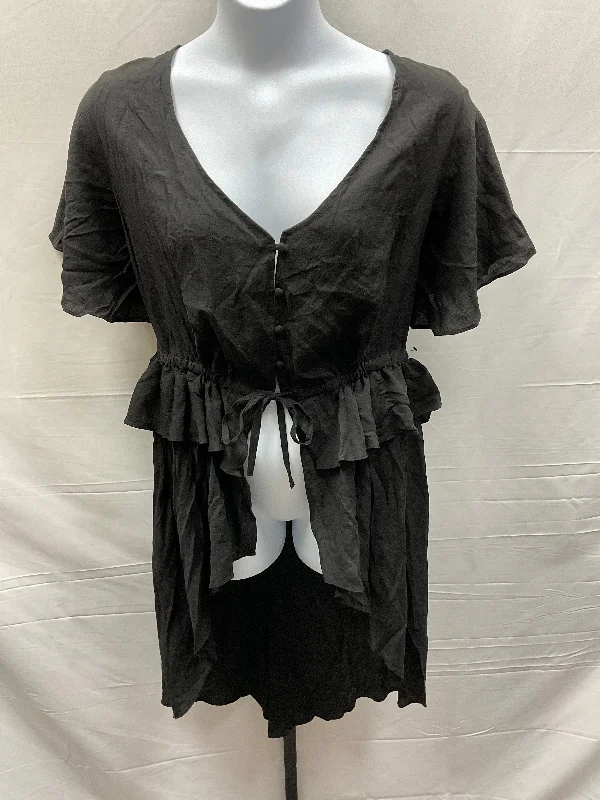 Easygoing Style Black Top Short Sleeve Ny Collection, Size 2x
