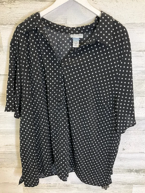 Trendy Items Black & White Top Short Sleeve Catherines, Size 3x