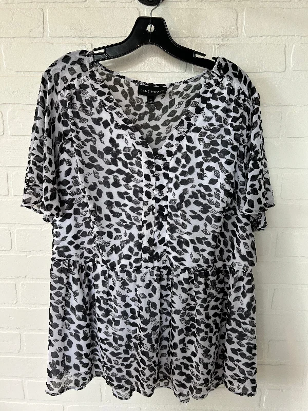 Effortless Elegance Black & White Top Short Sleeve Lane Bryant, Size 2x