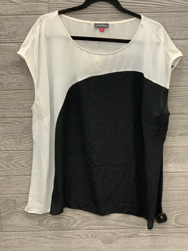 Fresh And Natural Black & White Top Short Sleeve Vince Camuto, Size 2x