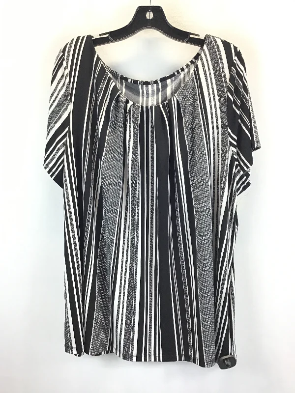 Cozy Fit Black & White Top Short Sleeve Worthington, Size 3x