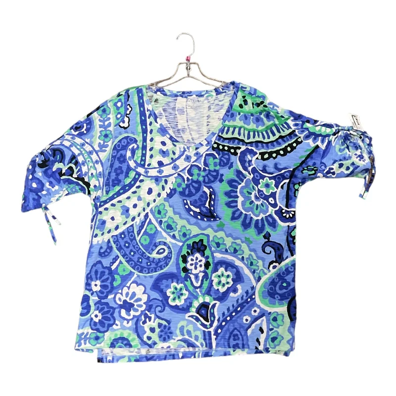 Personalized Outfit Blue & Green Top Short Sleeve Talbots, Size 2x
