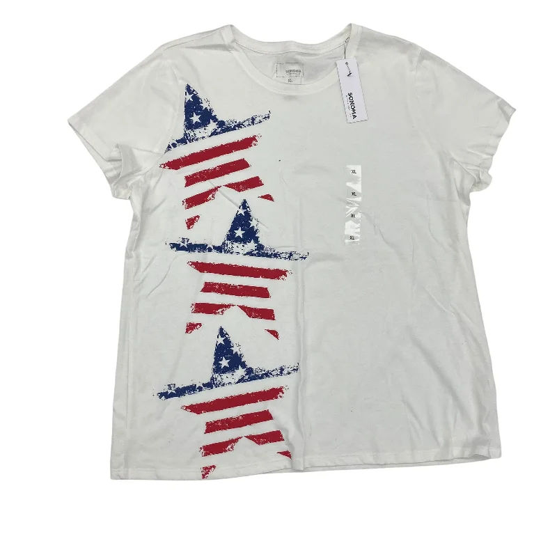 Modernism BLUE RED & WHITE TOP SS by SONOMA Size:XL