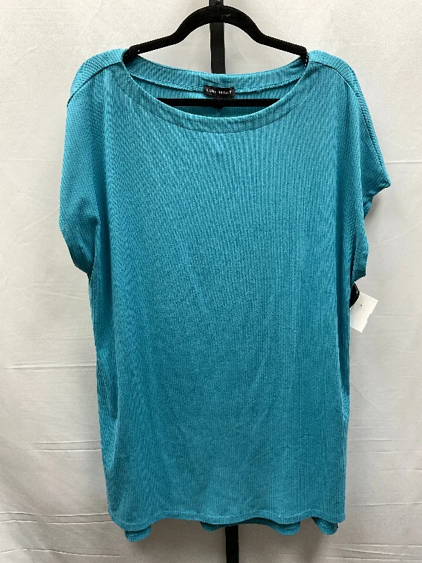 Fashionable Ease Blue Top Short Sleeve Basic Lane Bryant, Size 3x