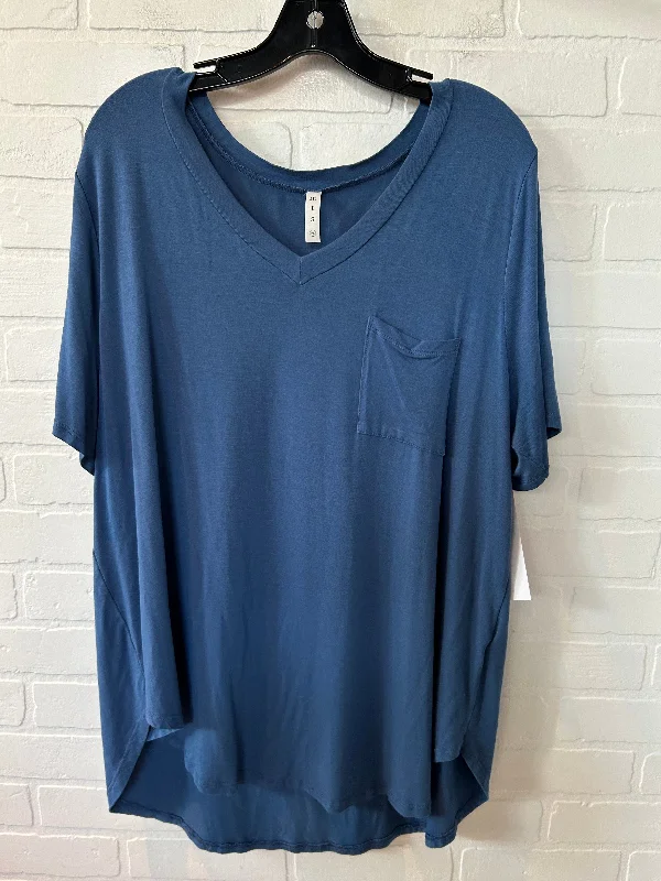 Cozy Fashion Blue Top Short Sleeve Basic Mts, Size 2x