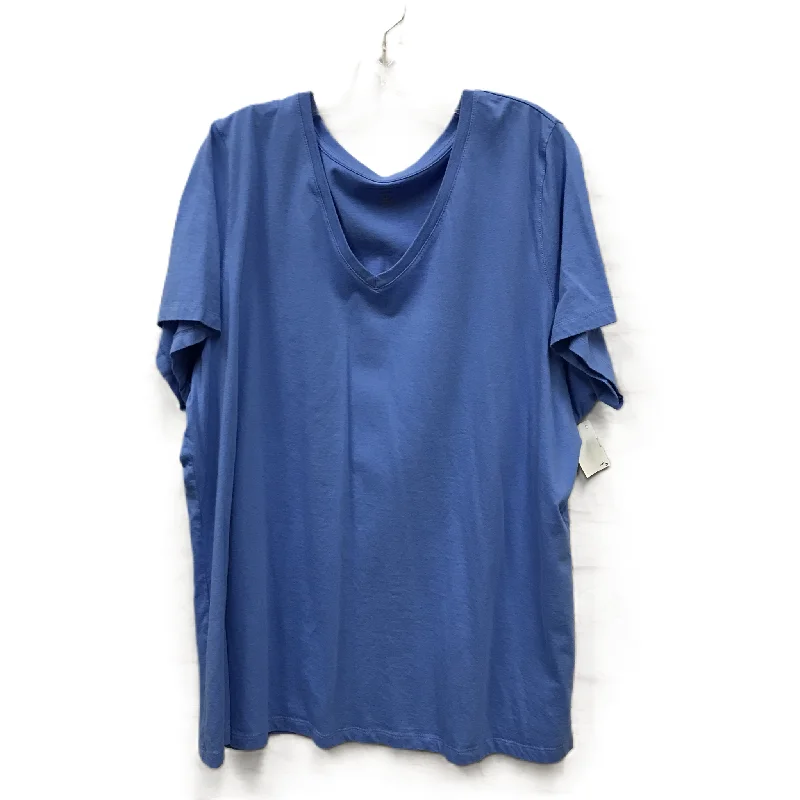 Retro Prints Blue Top Short Sleeve By Woman Within, Size: 2x
