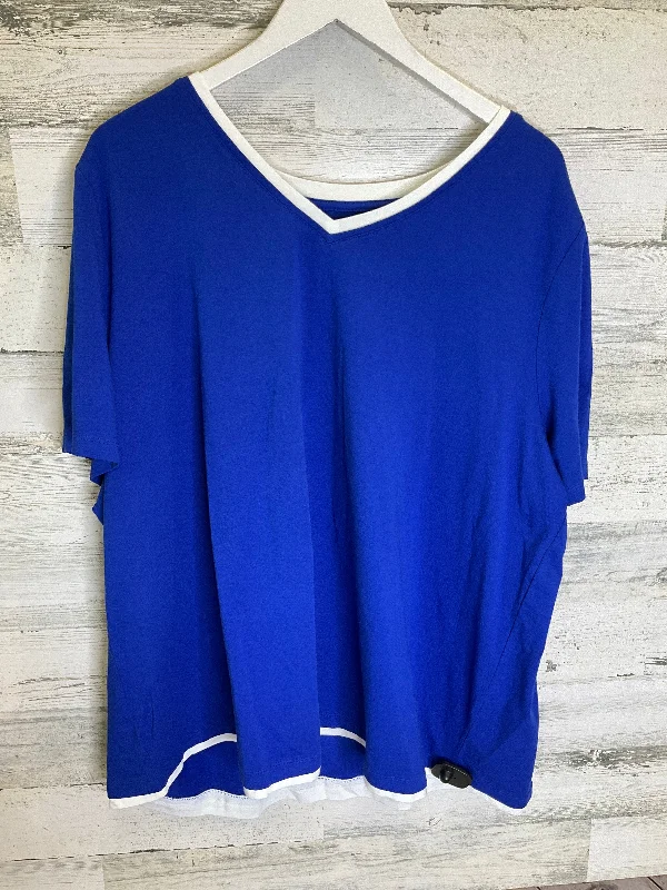 Classic Style Blue Top Short Sleeve Catherines, Size 2x