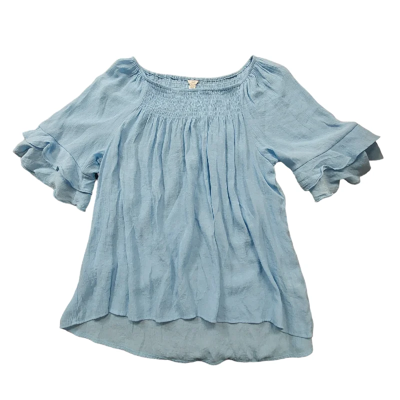 Classic Retro Blue Top Short Sleeve Cato, Size 1x