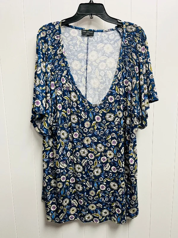 Sports Cool Blue Top Short Sleeve Lane Bryant, Size 4x