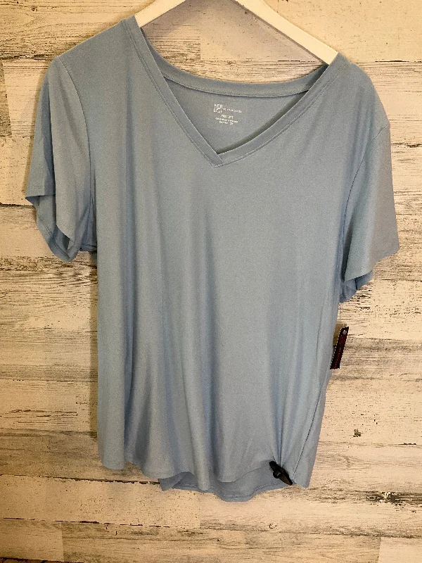 Unique Design Blue Top Short Sleeve No Boundaries, Size 3x