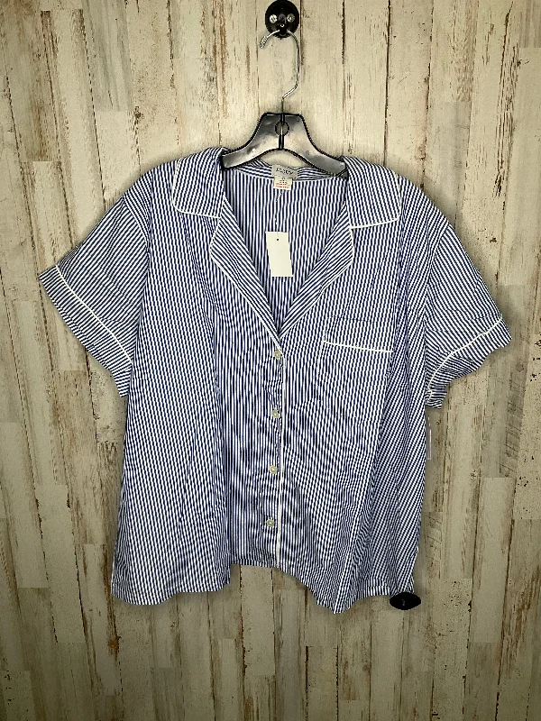 Elegant And Simple Blue & White Top Short Sleeve J. Crew, Size 3x