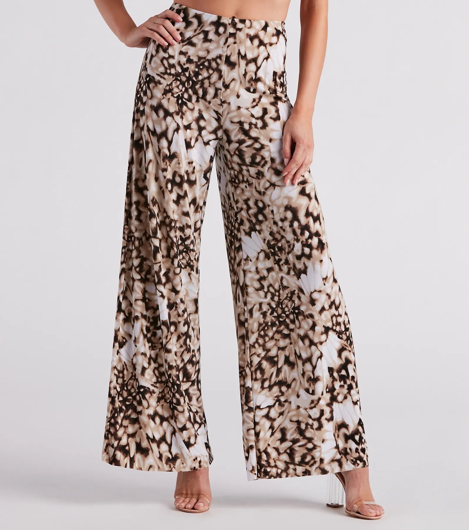 Noble Temperament Cause Commotion Printed Wide Leg Pants