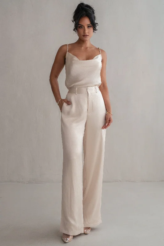 Relaxed And Casual Champagne Ever After Satin Trousers