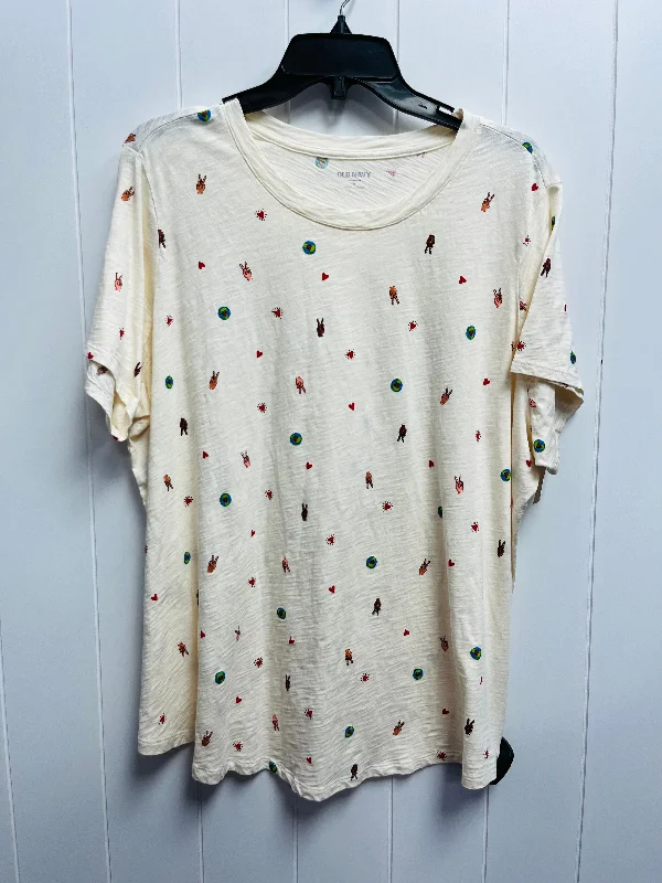 Low-key Luxury Cream Top Short Sleeve Basic Old Navy, Size 2x