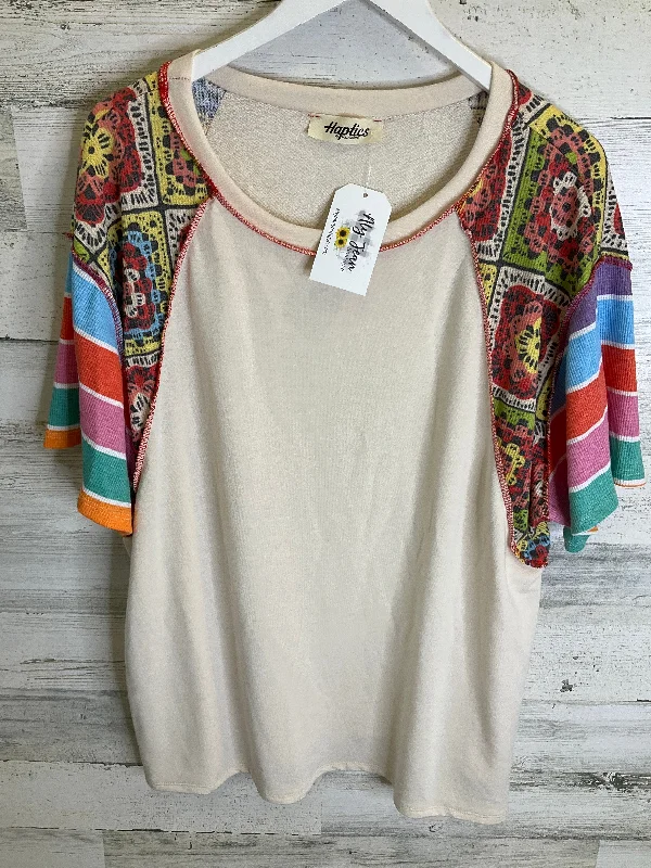 Comfortable Fashion Cream Top Short Sleeve Haptics, Size 2x