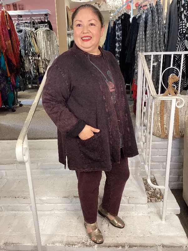 Soft Textures CROP LEGGING - WINE