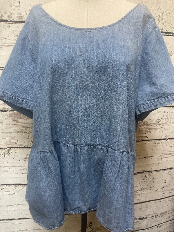 Comfy Dress Denim Top Short Sleeve Lane Bryant O, Size 3x