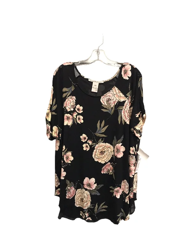 Versatile Casuals Floral Print Top Short Sleeve By American Rag, Size: 1x