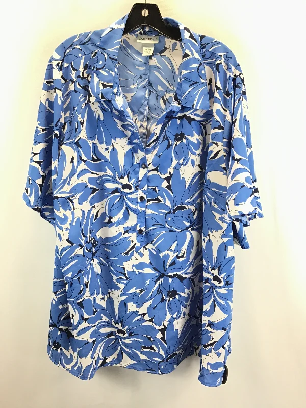 Romantic Data Floral Print Top Short Sleeve Catherines, Size 3x