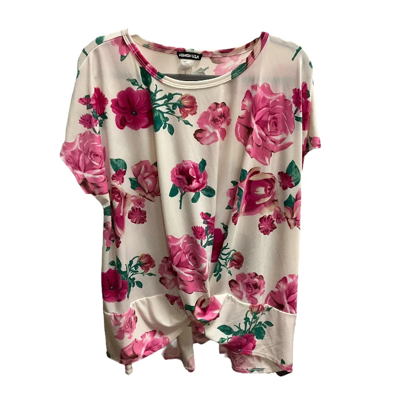 Easy Chic Floral Print Top Short Sleeve Heimish Usa, Size 2x