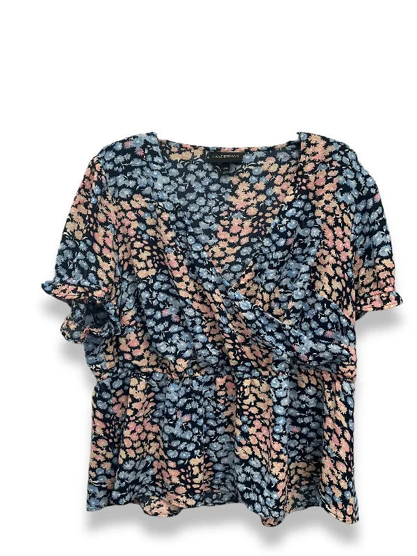 Soft Textures Floral Print Top Short Sleeve Lane Bryant, Size 1x