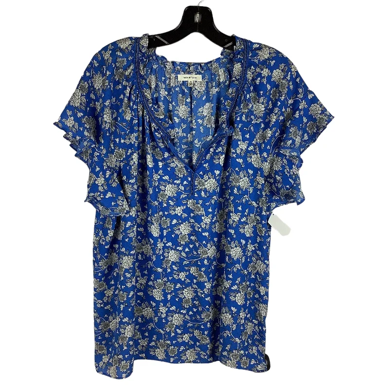 Sports Cool Floral Print Top Short Sleeve Max Studio, Size 1x