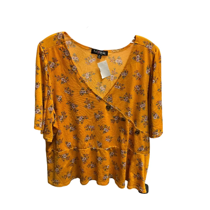 Trendy Wear Gold Top Short Sleeve full circle, Size 3x