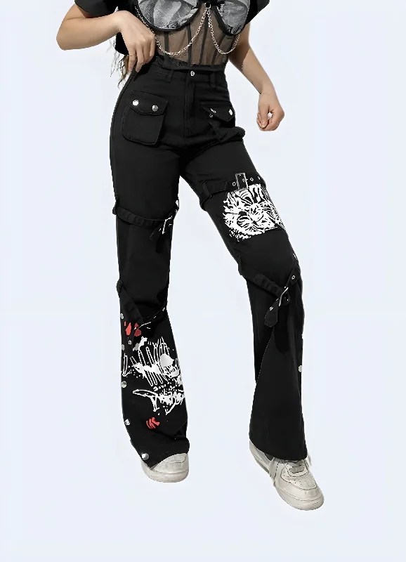 Basic Comfort Goth Cargo Pants Womens