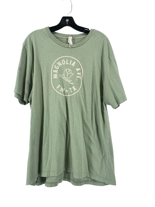 Casual Chic Outfits Green Top Short Sleeve Basic Bella + Canvas, Size 2x